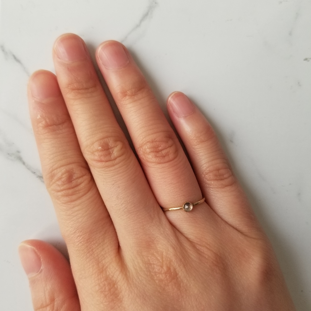 Faceted Rainbow Moonstone Goldfilled Stacker Ring
